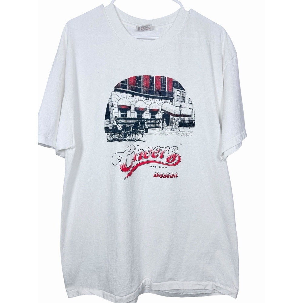 Vintage 90s Cheers Boston T Shirt XL Hanes USA Single Stitch TV Show Tee‎